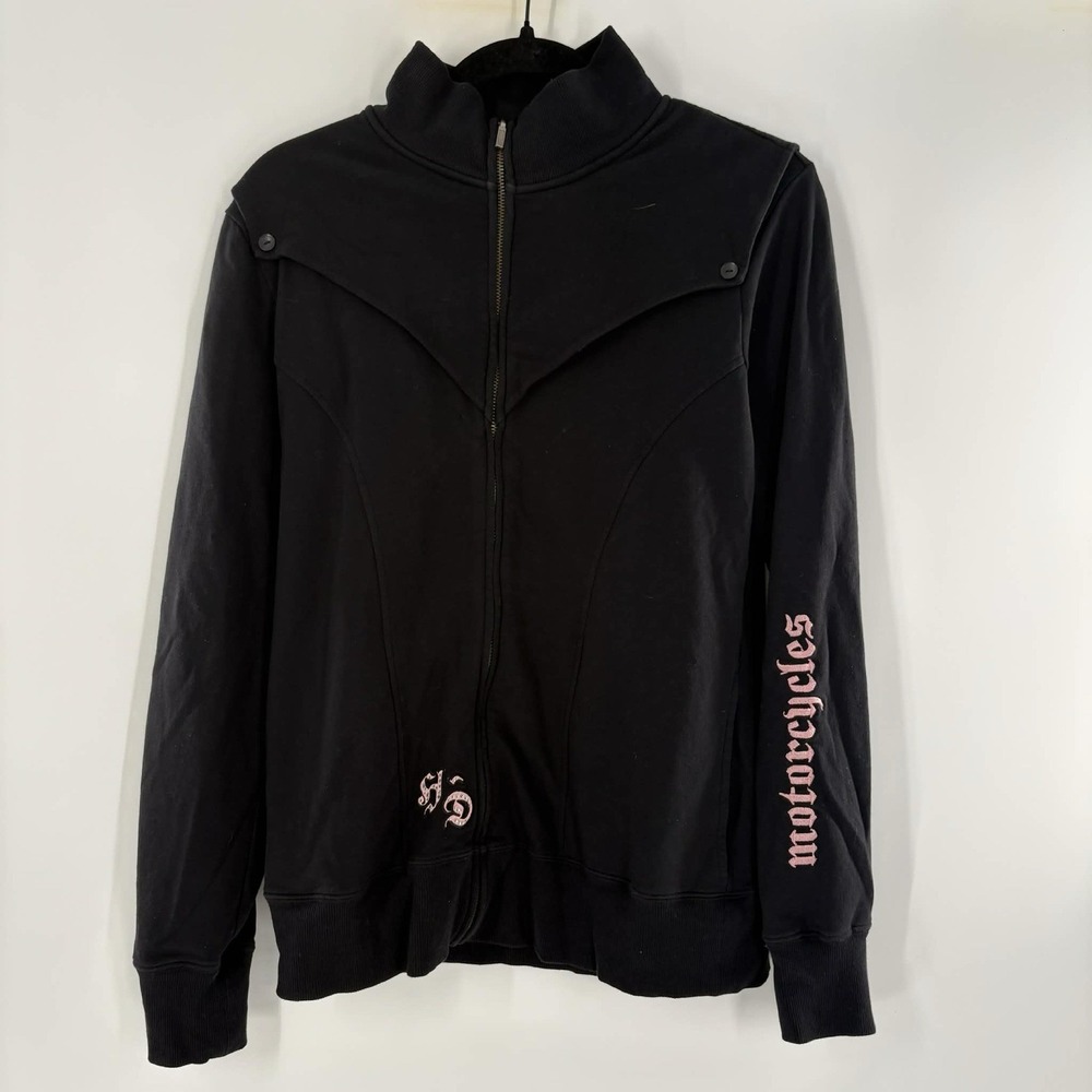 Harley Davidson Sweatshirt Women M Black Full Zip Cotton Spandex Blend Jacket